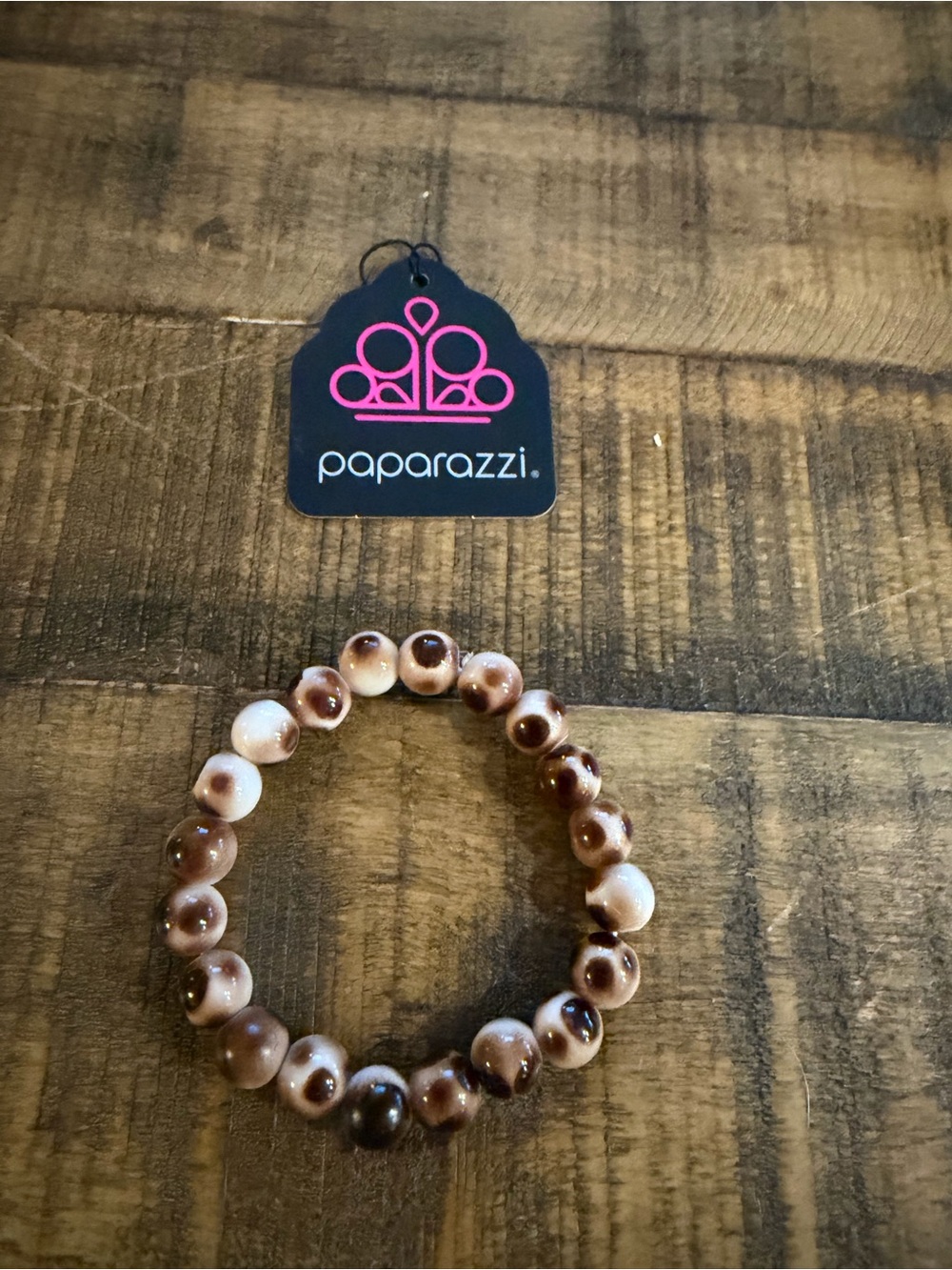 Paparazzi Brown Two-Tone Beaded Stretch Bracelet